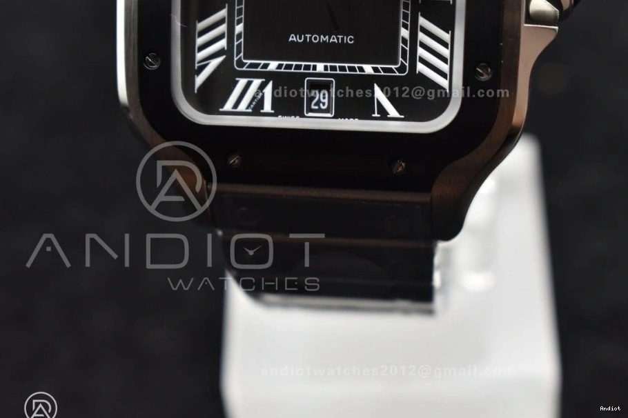 Bezel 9015 BVF Santos de SS 1:1 SS Gray Best Dial Edition Bracelet 40mm Black MIYOTA Cartier on 0303